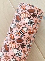 Printed Pebbled Faux Leather Pumpkin and Football