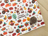 Printed Pebbled Faux Leather Thanksgiving