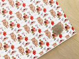 Printed Pebbled Faux Leather Highland Cow and Floral