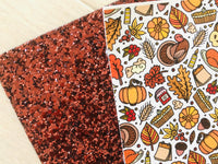 Printed Pebbled Faux Leather Thanksgiving Elements