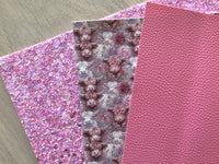 Pebbled Faux Leather Pink- Cotton Fleece Backing