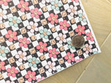 Printed Pebbled Leather Smiley Face with Flowers