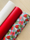 Printed Pebbled Faux Leather Strawberries