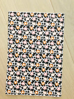 Printed Pebbled Faux Leather Flowers with Cow Print Background