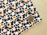 Printed Pebbled Faux Leather Flowers with Cow Print Background