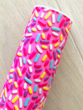 Printed Pebbled Faux Leather Pink Ice Cream Sprinkles