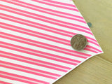 Printed Pebbled Faux Leather Pink and White Stripes Design