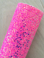 Lux Pink Chunky Glitter Fabric Sheet - Felt Backing