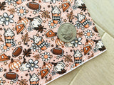 Printed Pebbled Faux Leather Pumpkin and Football