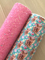 Pink Chunky Glitter Fabric Sheet - Felt Back