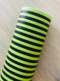 Printed Pebbled Faux Leather Black and Green Strip