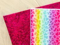 Printed Pebbled Faux Leather Rainbow Leopard