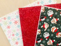 Printed Pebbled Faux Leather Christmas Forest Animals