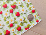 Printed Pebbled Faux Leather Strawberries