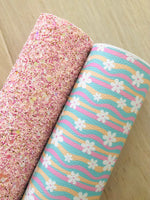 Mixed Pink Chunky Glitter Fabric - Felt Backing