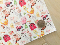 Printed Pebbled Faux Leather Farm Animals