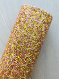 Gold and Pink Chunky Glitter Fabric Sheet