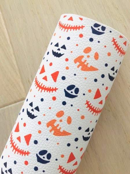 Printed Pebbled Faux Leather Sheet Jack O Lantern