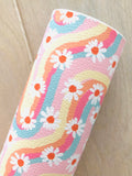 Printed Pebbled Faux Leather Daisy Flowers