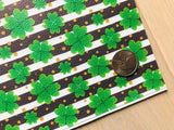 Printed Pebbled Faux Leather Clover with Gold Faux Glitter Dots