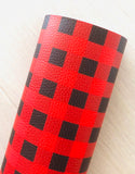 Printed Pebbled Faux Leather Buffalo Plaid