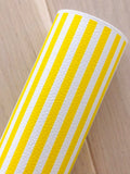 Printed Pebbled Faux Leather Yellow and White Strips