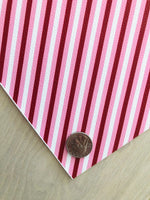 Printed Pebbled Faux Leather Red, Pink and White Color Strips