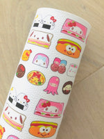 Printed Pebbled Faux Leather Cute Food Items Design