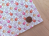 Printed Smooth Faux Leather Bunny Lollipop and Flowers