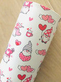 Custom Printed Smooth Leather Pink Gnome with Hearts