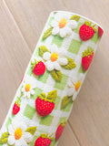 Printed Pebbled Faux Leather Strawberries
