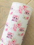 Printed Pebbled Faux Leather Cute Cats with Flowers