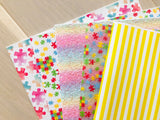 Printed Pebbled Faux Leather Yellow and White Strips