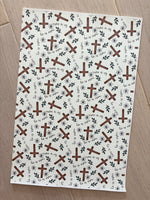 Printed Pebbled Faux Leather Cross and Floral