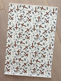 Printed Pebbled Faux Leather Cross and Floral