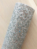 Solid Silver Chunky Glitter Fabric - Felt Backing