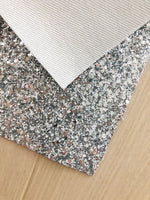 Solid Silver Chunky Glitter Fabric - Twill Backing