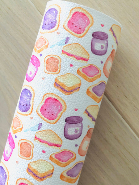 Printed Pebbled Faux Leather Peanut Butter and Jam Sandwich