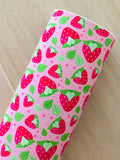 Printed Pebbled Faux Leather Strawberries