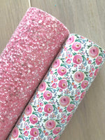 Custom Printed Smooth Leather Watercolor Florals - Soft Felt Backing