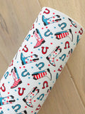 Printed Pebbled Faux Leather with Cowboy Boots Design