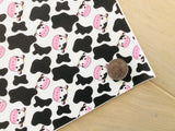 Printed Pebbled Faux Leather Cow - Cotton Backing