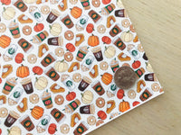 Printed Pebbled Faux Leather Fall Food