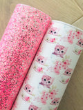Printed Pebbled Faux Leather Cute Cats with Flowers