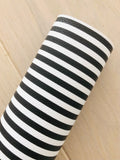 Printed Pebbled Faux Leather Black and White Strip