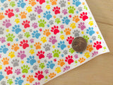 Printed Pebbled Faux Leather Dog Paws