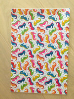 Printed faux leather - Sea horses with bubbles