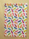 Printed faux leather - Sea horses with bubbles