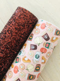 Printed Pebbled Faux Leather Fall Food