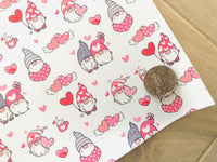 Custom Printed Smooth Leather Pink Gnome with Hearts